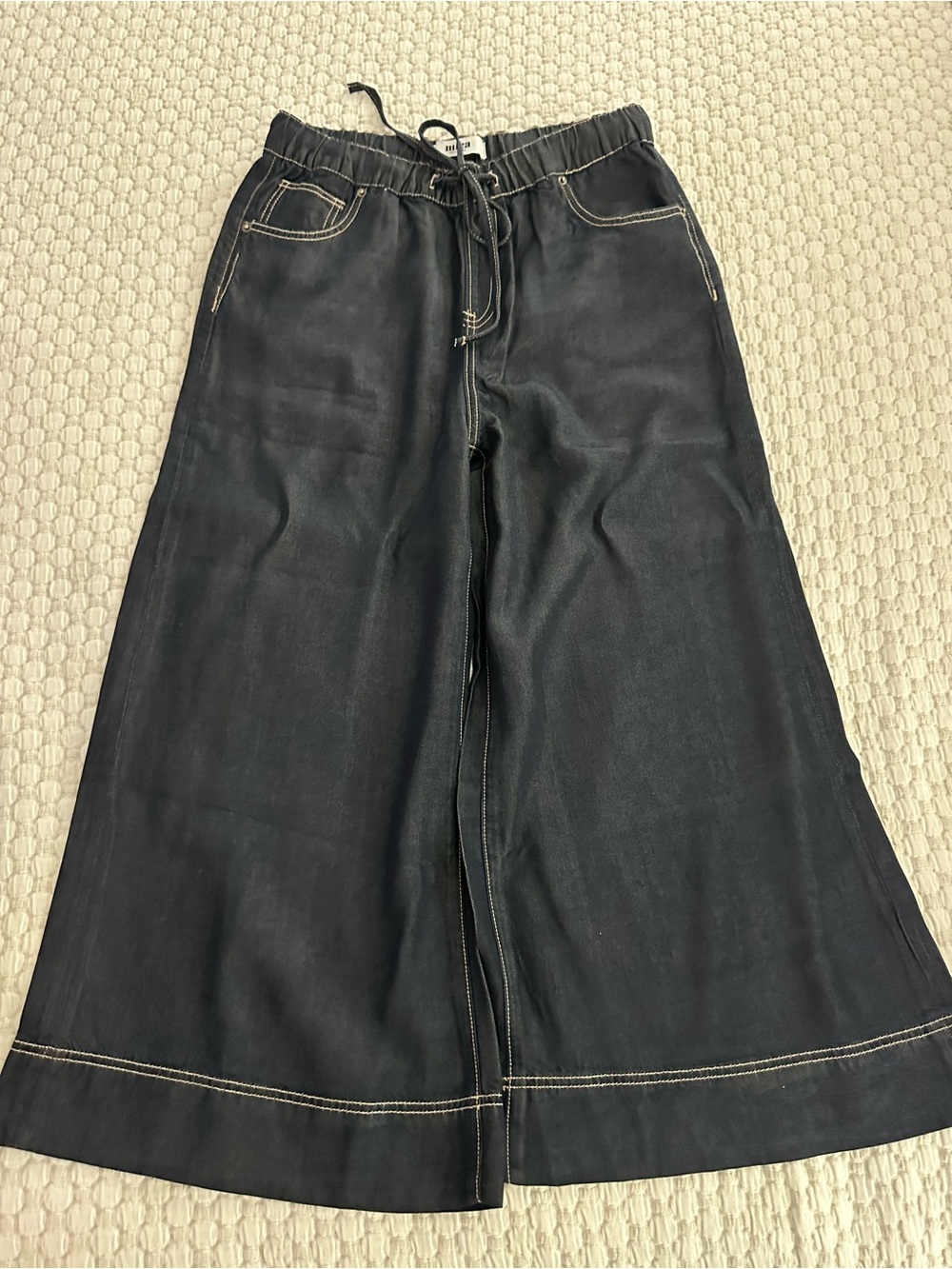 Mica Wide Leg Drawstring Women Jeans - dark wash Sz M